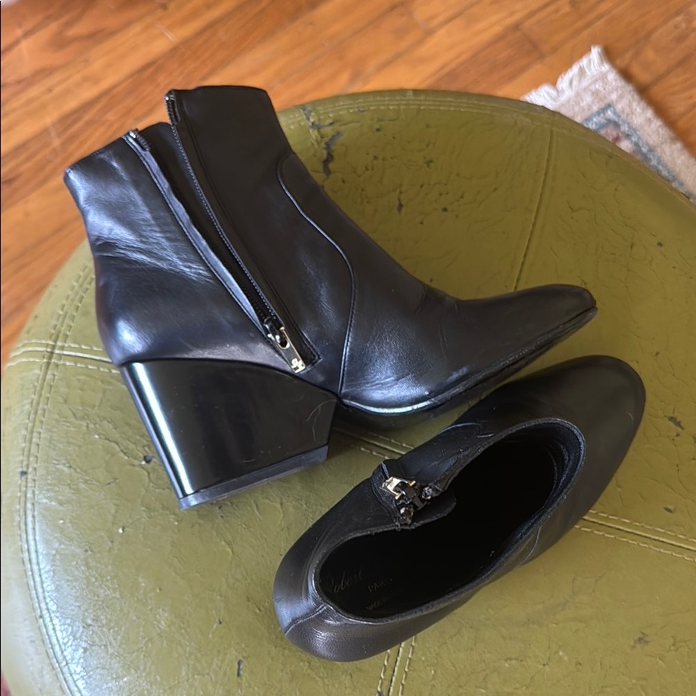 Robert Clergerie Black Ankle Booties with Chunky Heel